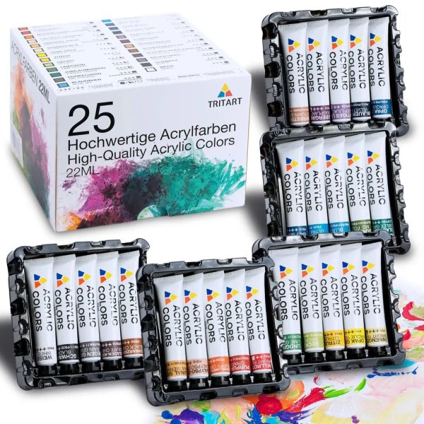 Tritart Hochpigmentiertes Acryl-Farben-Set – 25 Tuben à 22 ml