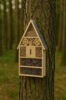 NAVARIS Insektenhotel Holz – XXL Naturbelassenes Insekten Hotel zum Aufhängen im Garten – Für Bienen, Marienkäfer & Schmetterlinge